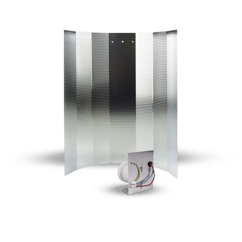 Mithralitreflector, gemonteerd, 50 x 50 cm, met fitting en lampaansluitlijst