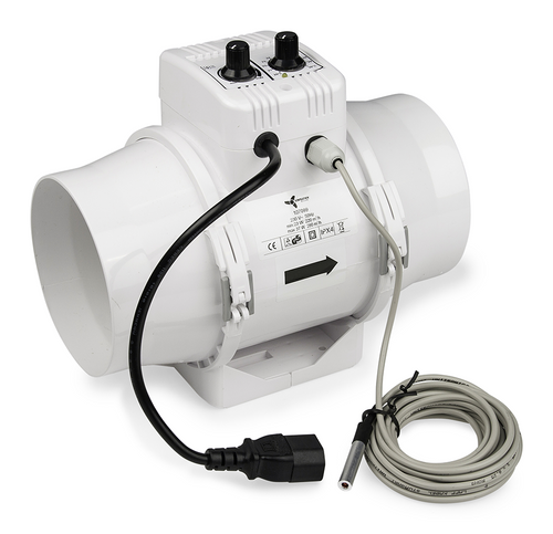 Ventilution Mixed In-Line, 220/280 m³/h, voor 125 mm buis, met ingebouwde regelaar + thermostaat, IEC-connector