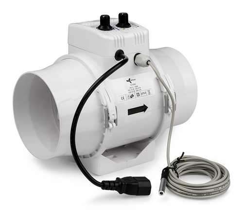 Ventilution Mixed In-Line, 220/280 m³/h, voor 125 mm buis, met ingebouwde regelaar + thermostaat, IEC-connector