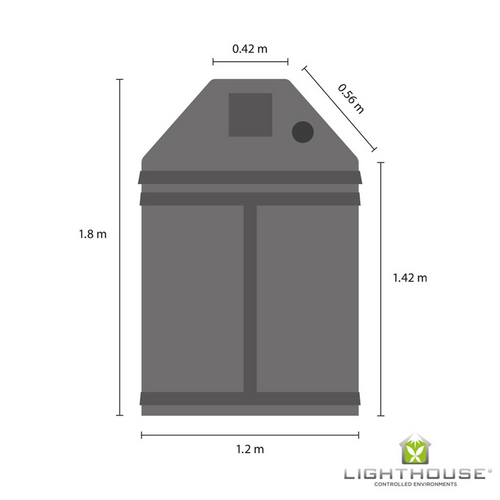 LightHouse LOFT 1,2 m² Growzelt, 1,2 m x 1,2 m x 1,8 m