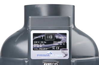 PK Duct Fan 125AL, 220/360 m³/h, voor 125/100 mm kanaal, kunststof