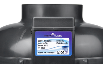 PK kanaalventilator, 800 m³/h, voor 160/150 mm kanaal, inclusief wandbeugel, kunststof