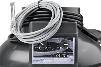 PK-kanaalventilator, 400 m³/h, voor 125/100 mm kanaal, geïntegreerde temperatuurafhankelijke toerentalregelaar