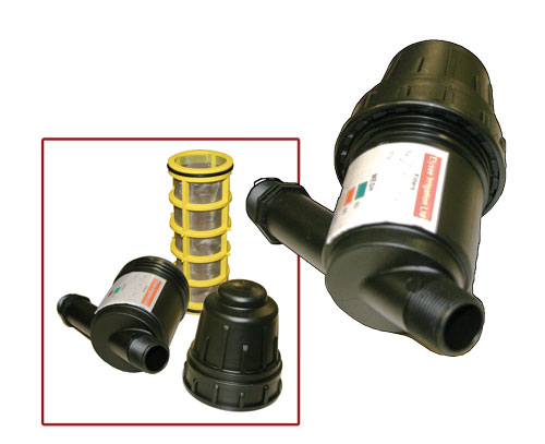 Counterclockwise Threaded Filters Filter, with 3/4 inch male thread connections, 120 µ